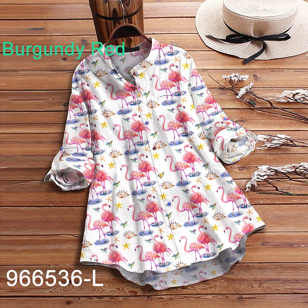 Женская Осенняя блузка с длинным рукавом и принтом фламинго | одежда