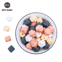 lets make silicone beads hexagon beads 14mm 10pc food grade silicone teether diy pacifier clips beads necklace baby teether