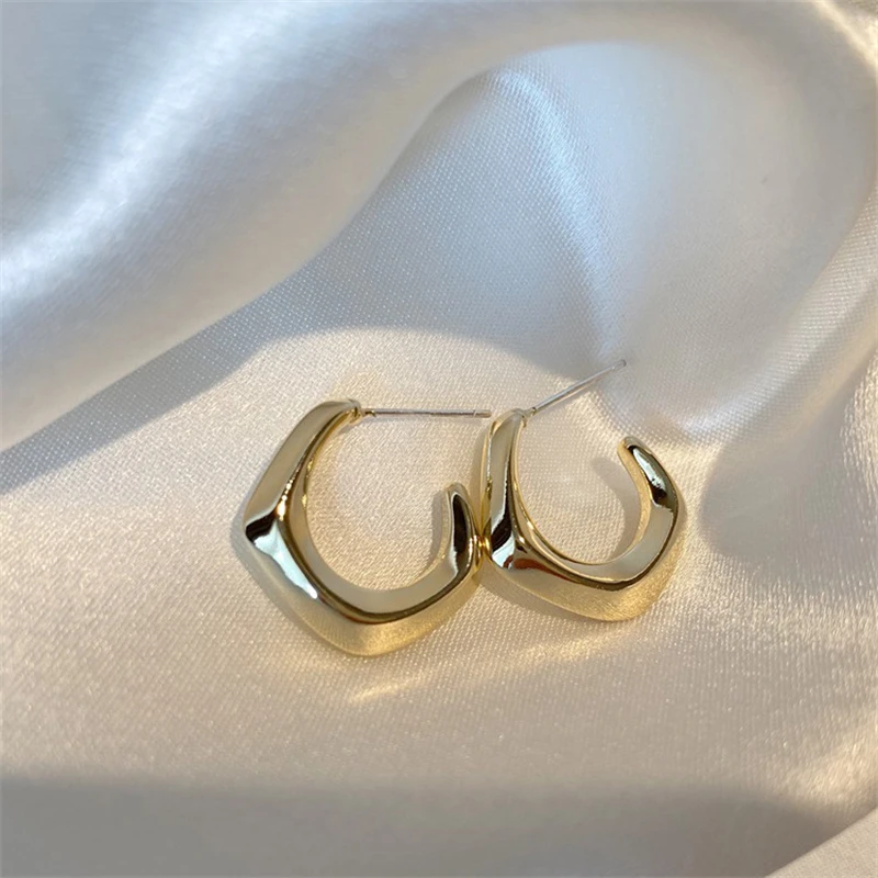 

Cold wind texture geometric metal ear hoop earrings female wild niche temperament fashionable earrings earrings wholesale
