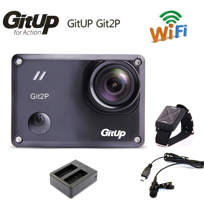 Спортивная Экшн камера Gitup Git2P Wi Fi 2K Novatek 96660 1080P экстра для занятий спортом на