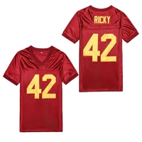 bg american football jersey 42 ricky jerseys embroidery sewing outdoor sportswear hip hop loose red 2020 new hot