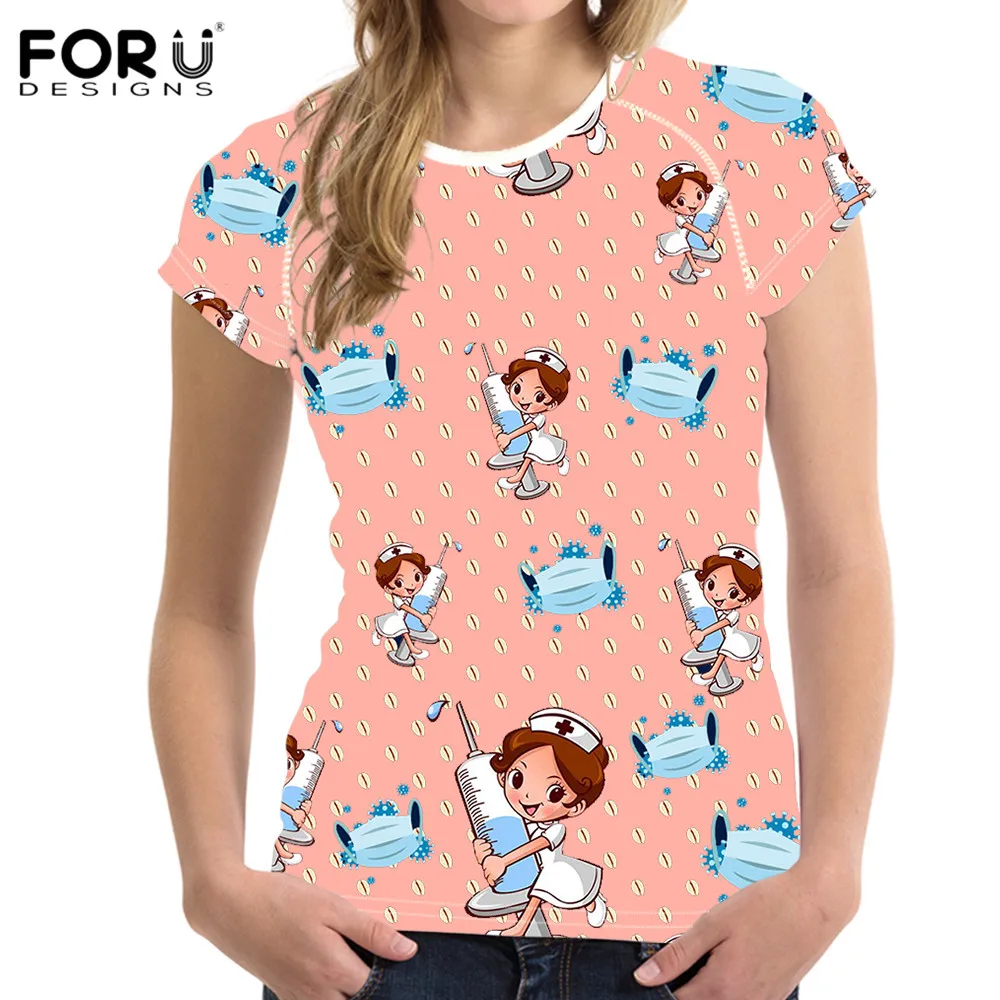 Женская футболка с коротким рукавом FORUDESIGNS летняя Мягкая дышащая мультяшным
