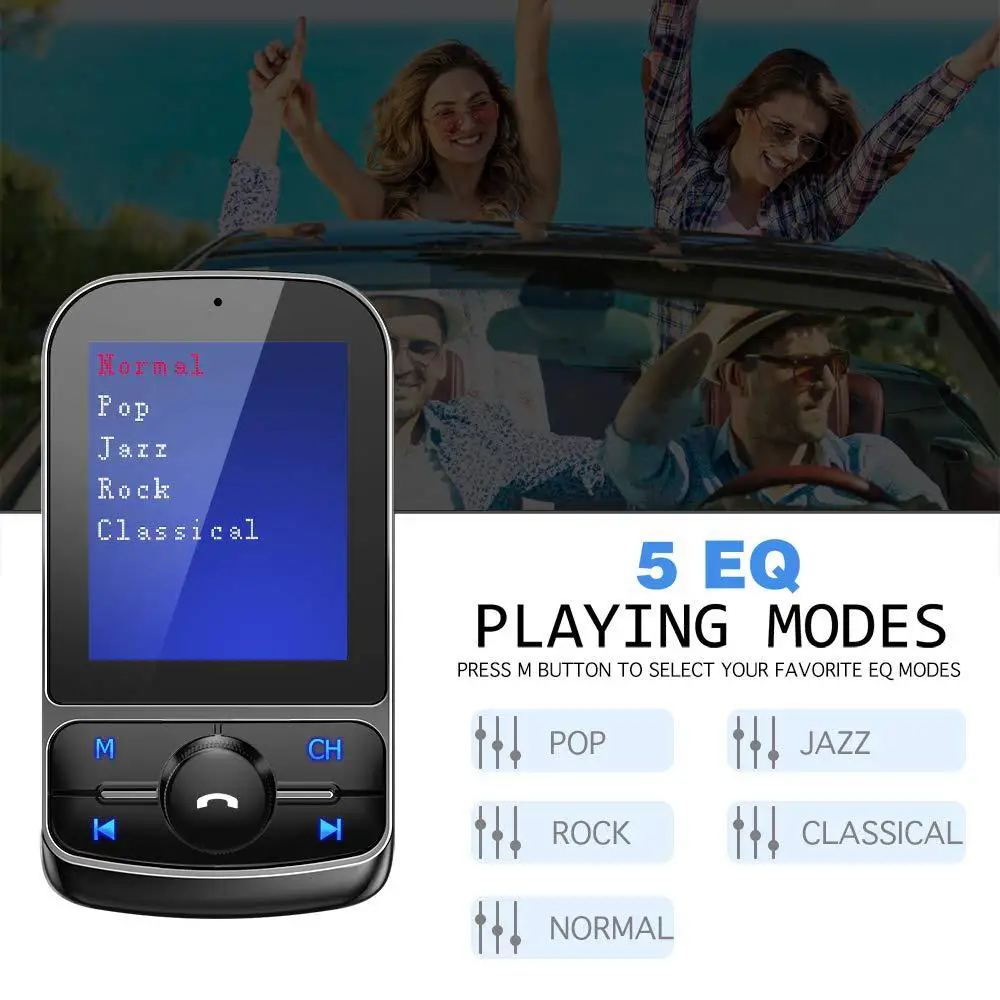 JINSERTA 1," цветной экран автомобиля Bluetooth 5,0 AUX модулятор fm-передатчик Громкая связь адаптер автомобильный mp3-плеер