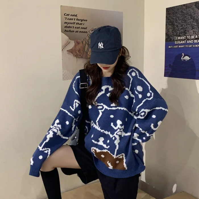 Autumn Women Sweaters 2019 Casual Streetwear Harajuku O-neck Full Sleeve Knitted Jumpers Korean Chic Ins Female Warm Pullovers | Женская