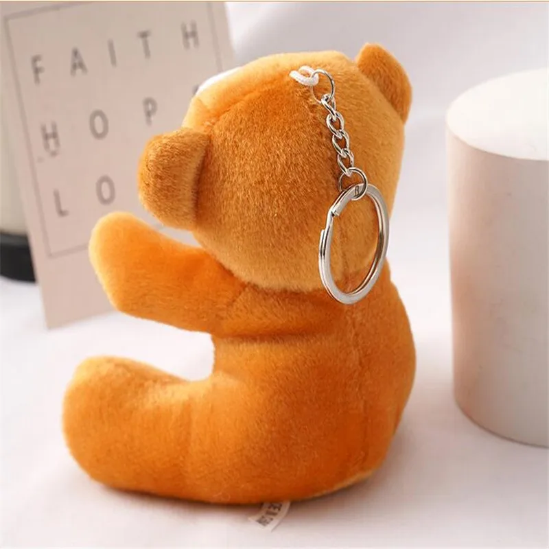 

1PCS Colorful Bear Plush Toy Pendant Backpack Ornaments Cute Mini Stuffed Animal Dolls Grasping Machine Doll Wedding Gifts 12CM