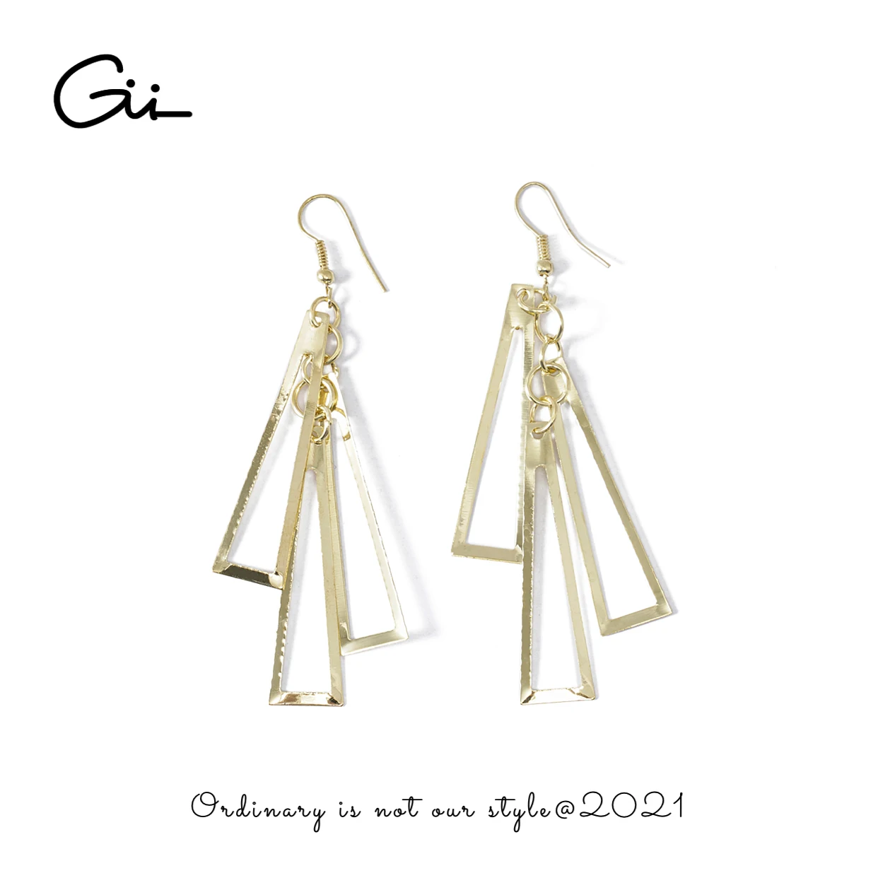

Gii Cold Wind Earrings 2021 New Trend Korean Temperament Geometric Metal Earrings Female Joker Fashion Long Earrings