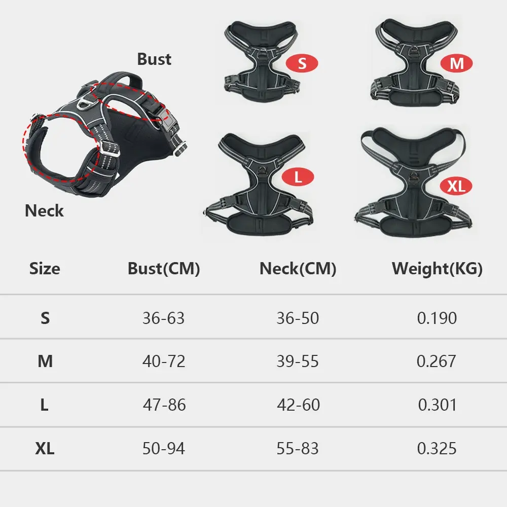 

Big Dog Harness Breathable No Pull Small Medium Large Dog Vest Adjustbale Matching Leash Collar Reflective Pet Training Supplies