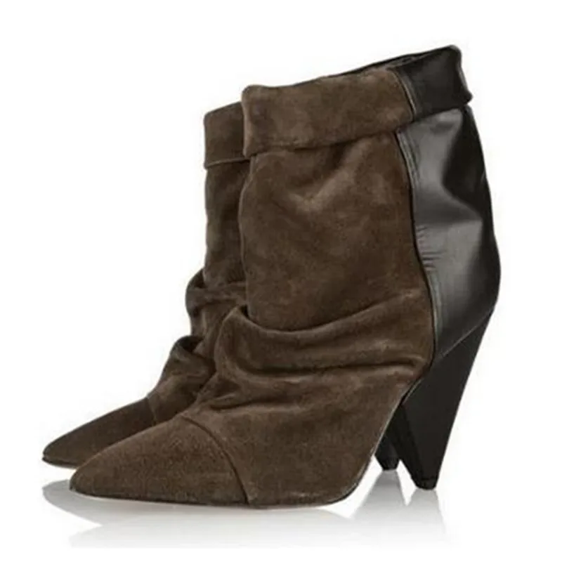 

Black Sexy Ankle Boots for Women Spike High Heel Boots Genuine Leather Autumn Winter Botas Mujer Wedge Shoes Woman