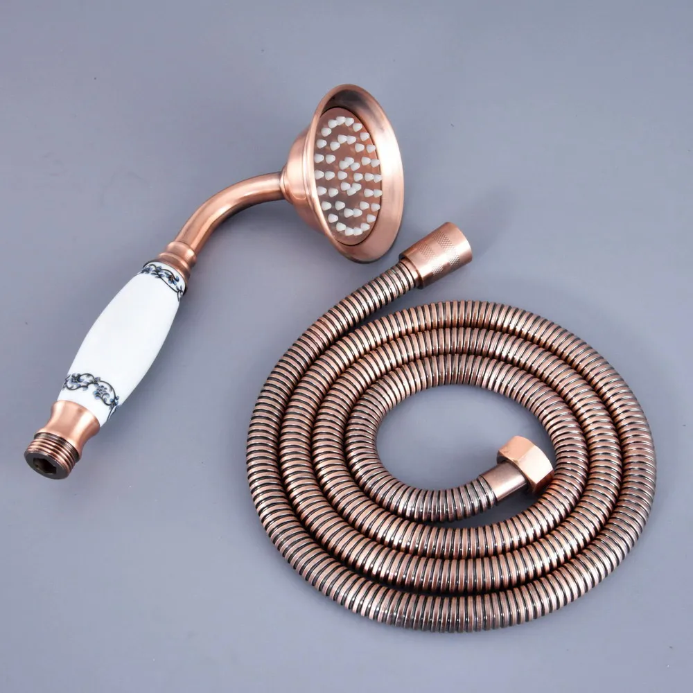 

Antique Red Copper Telephone Style Bathroom Shower Head Water Saving Hand Held Shower Head Spray &1.5m Hose Lhh124