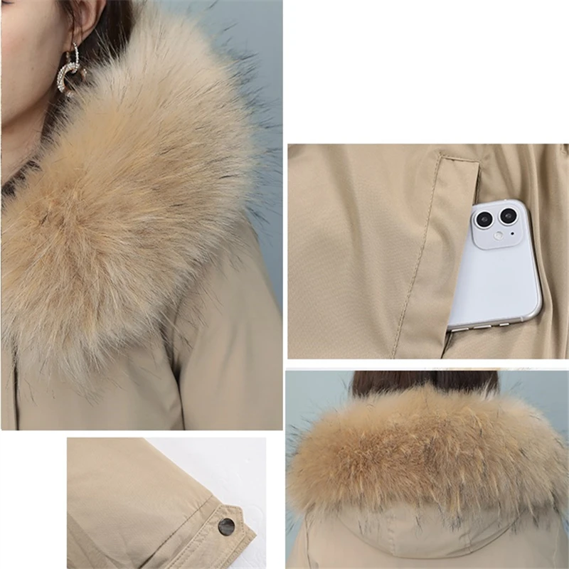 

Winter Jacket Women Parkers Fashion Imitation Fox Collar Hooded Plus Size Long Thick Warm Cotton Coat Slim Outerwear 6XL H822