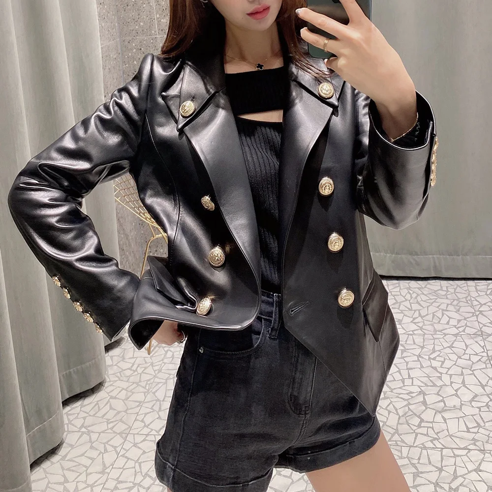 

2021 Spring New Arrival Women's Genuine Leather Jacket Fashion Sheepskin Coat Lady Real Leather Outerwear High Quality S9079