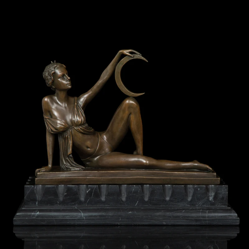

Ivorique AH-464 home decoretion accessories modern bronze greek figure art decor bronze moon goddess statue sculpture for decor