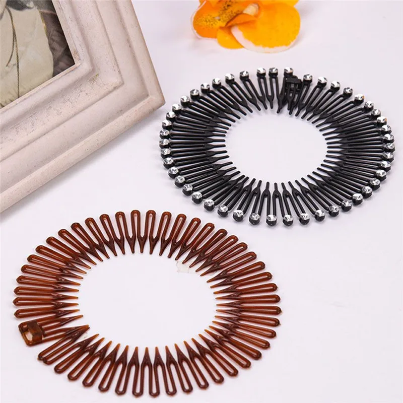 

Women Plastic Full Circle Stretch Diamond Flexible Comb Teeth Headband Hair Band Clip Face Wash Fixed Hair Accessories