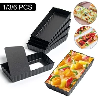 136 pcs non stick tart pan rectangular with removable bottom tart pie cake mousse mold diy baking carbon steel mold for party