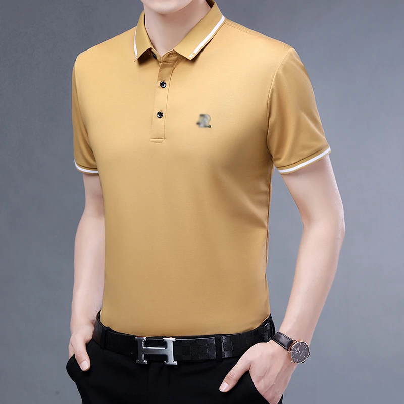 

Green Yeelow Red Polo Shirt Men Summer Business Casual Turn Down Collar Short Sleeve Top Male Smart Daily Clothes