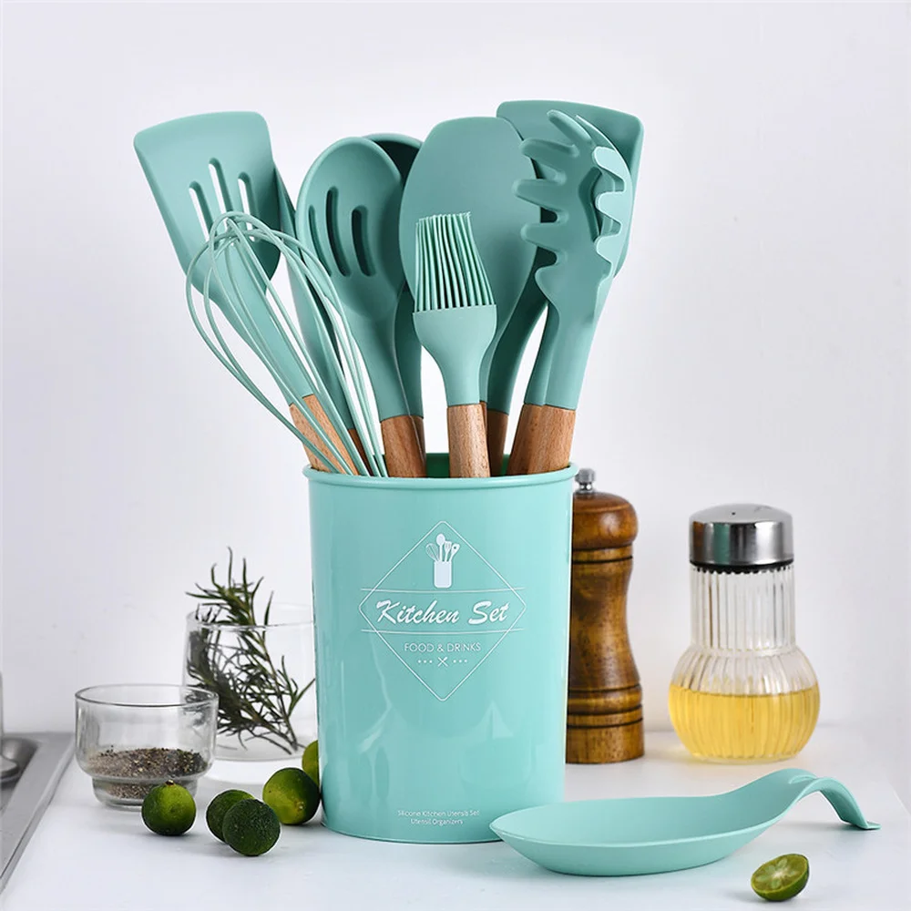 11/12/13Pcs Silicone Kitchen Set nonstick Kitchen Utensils Set with Spoon Spatula Cooking Accessories Baking Kitchen Tools Set