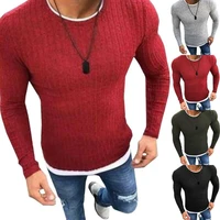 men pullover sweater blouse plain long sleeve slim fit jumper muscle shirt tops