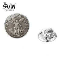 sian archangel st michael protect me saint shield brooch amulet protection symbol glass dome stainless steel brooches lapel pins