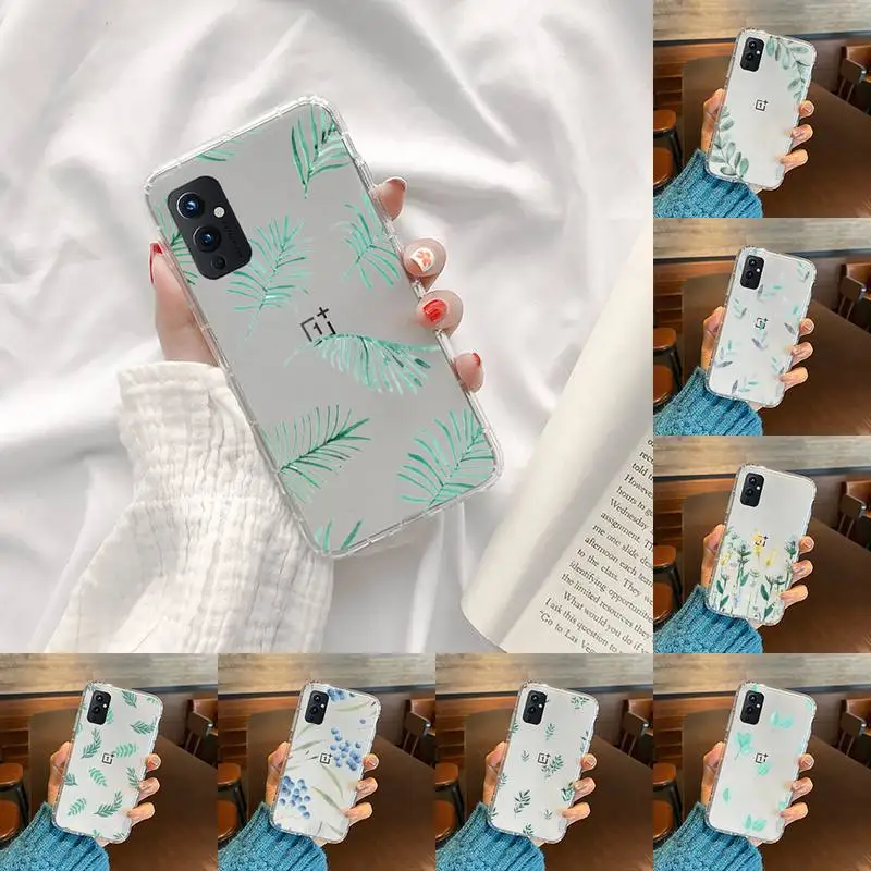

Watercolor plants with flowers Phone Case Transparent For OnePlus MEIZU MEITU M 7 8 9 16 17 T PRO XS moible bag