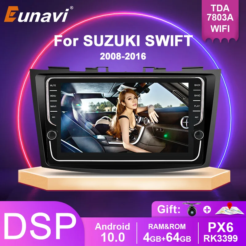 Eunavi двойной 2 Din Android 10 автомобильный Радио DVD Мультимедиа Видео плеер для Suzuki Swift