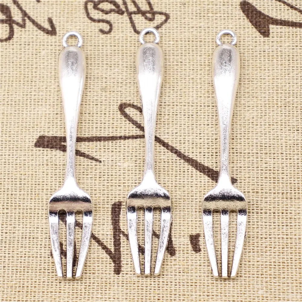 

Charm For Making Jewelry Pendants Antique Silver Color Fork 67x12mm 2pcs