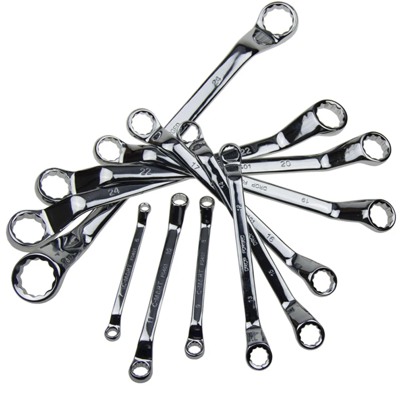

C-Mart 1pc Double Box-End Wrench 2 Box Spanners Daul Head Wrenches Drop Forged Carbon Steel Socket Spanner Auto Car Repair Tool