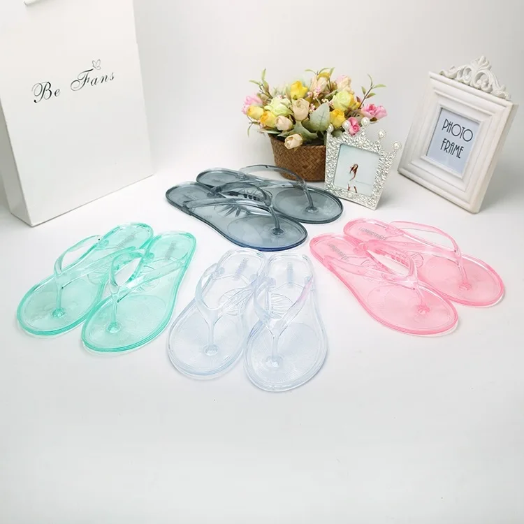 

Flip Flops Women Flat Transparent Beach Slippers Women Sandals Non-slip Summer Crystal Korean Bathroom Slippers Plastic FS21S168