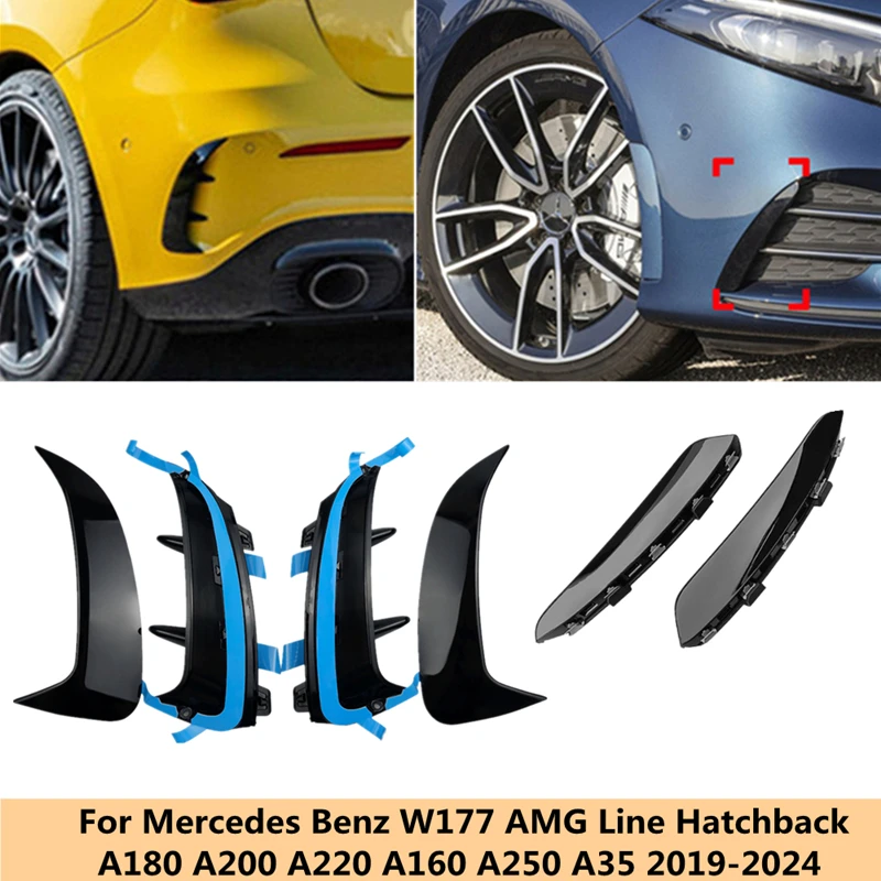 

For Mercedes Benz A Class W177 Hatchback A180 A200 A220 A250 A35 2020+ Rear Front Bumper Spoiler Sticker Fender Canards Fins