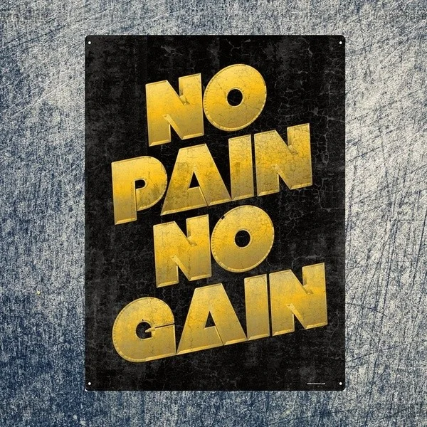 

Funny No Pain No Gain Vintage Tin Sign Bar Pub Store Home Wall Decor Metal Art Poster Retro Tavern Hotel Cake Hambuger Food