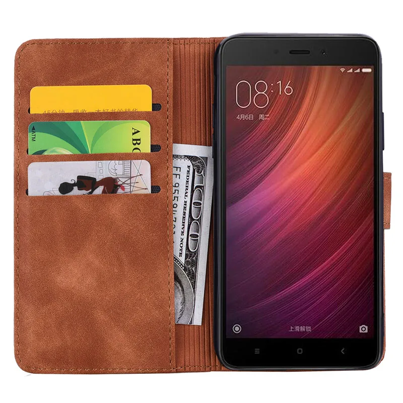 Роскошный Матовый кожаный мягкий чехол для Xiaomi Redmi Note 4 4X книжка с откидной
