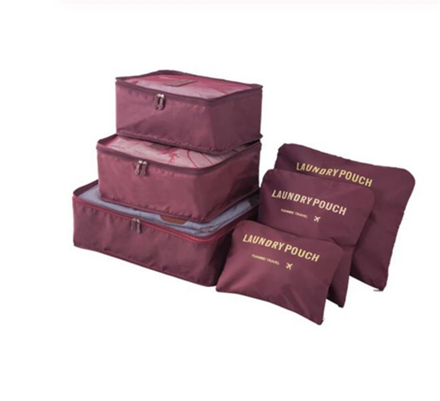 

Набор нейлоновых кубических туристических сумок, прочный набор из 6 вместительных сумок унисекс для сортировки одежды, оптовая продажа