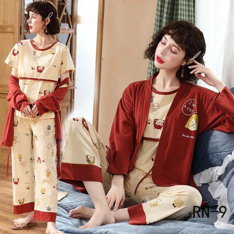 Женский пижамный комплект из 3 предметов весна 2020 для беременных и кормящих