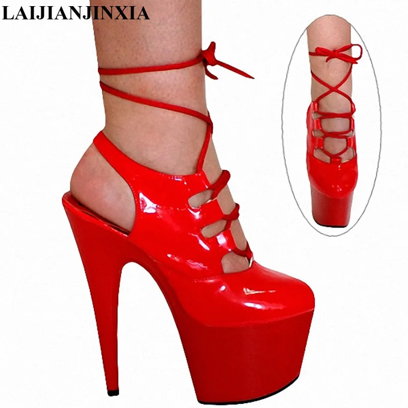 New Sexy 17cm High-Heeled Sandals Nightclub Shoes Pole Dancing Shoes Model High Heels Women's Shoes G-001
