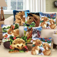 animal series latch hook hand knitted embroidered pillow unfinished embroidery material latch hook rug kits beginner diy supply