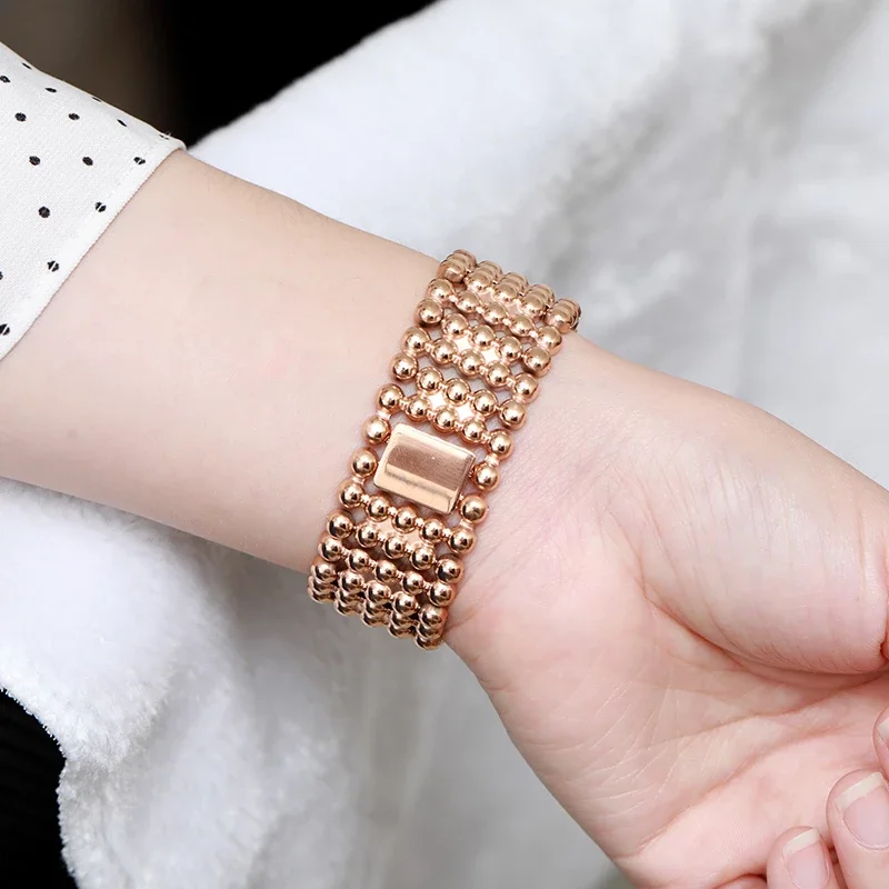 

Stainless Steel For Apple Watch Band 42mm 38mm Series 6 SE 5 4 3 2 1 Metal Bracelet Fashion Beads Watchband for iWatch 40mm 44mm