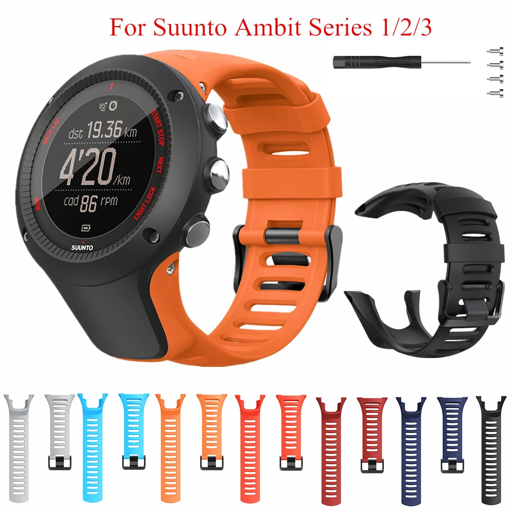 Ремешок резиновый 24 мм для Suunto Ambit Series 1/2/3 сменный силиконовый браслет 1/2/2S/2R/3P/3S/3R |