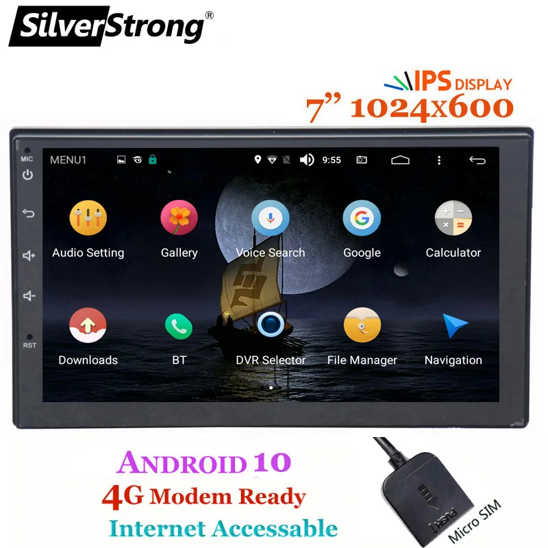 SilverStrong Android10.0 ips автомобильный 2DIN универсальный радио gps стерео DSP два din Авто радио с google play