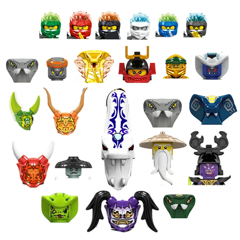 24pcs/set Ninja Kids Toys Samurai Snake Jay Kai Skull Soldier Anime Nya Lloyd Garmadon Bricks Head Building Blocks For Children | Игрушки и