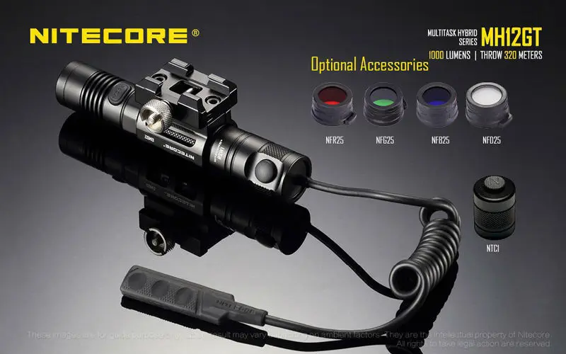 NITECORE MH12GT 1000 люмен светодиодный 18650 3400 мАч аккумулятор USB Перезаряжаемый Фонарик поисково-спасательный портативный фонарь
