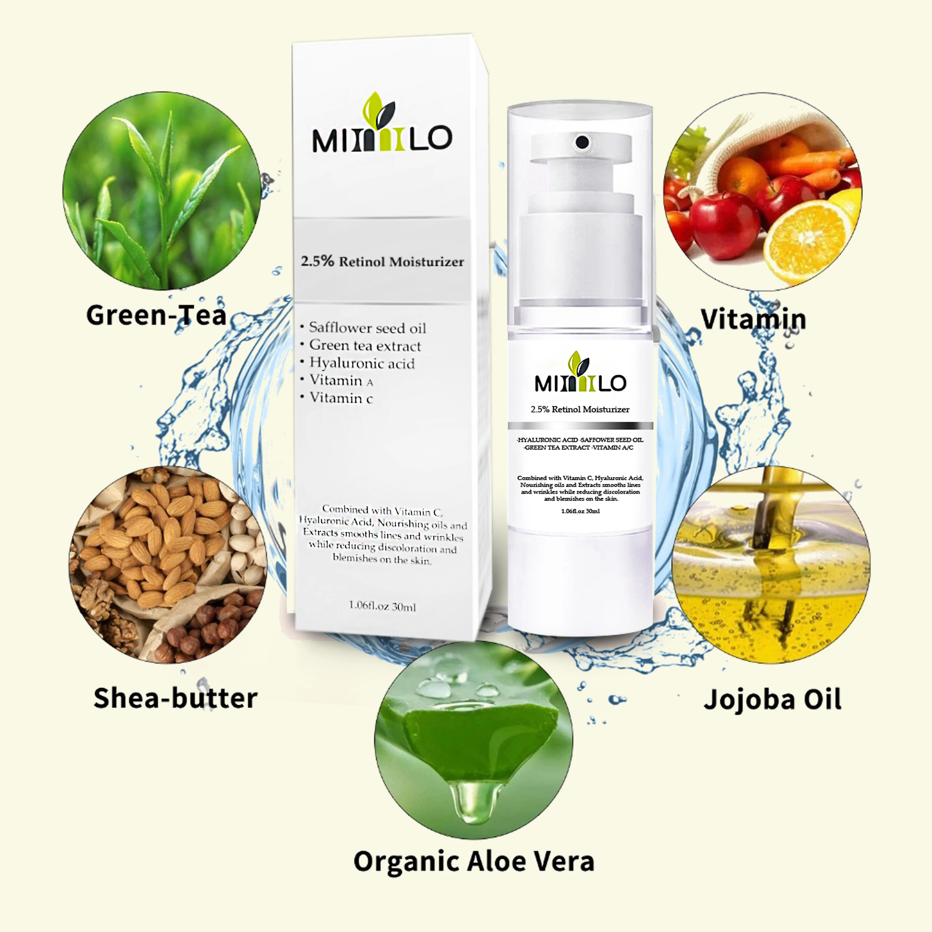 2.5% органический ретинол увлажнитель для лица крем с гиалуроновой кислотой