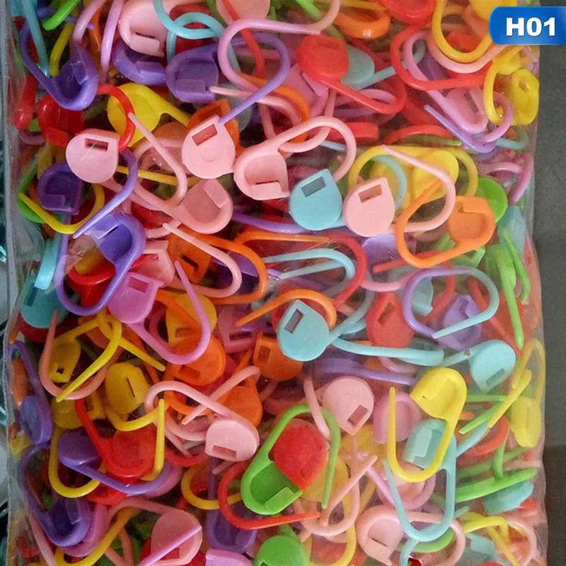 

100/200Pcs Mixed Color Plastic Knitting Needles Crochet Locking Stitch Markers Crochet Hooks Knitting Tools Needle Clips