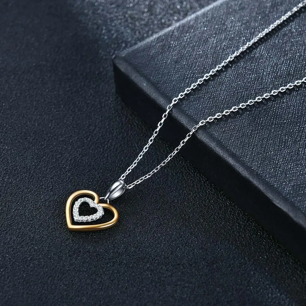 Ожерелье женское из серебра 925 пробы с кулоном в виде двойного сердца 18 дюймов |