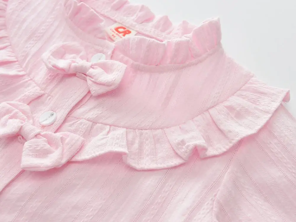 Блузка с воротником стойкой и оборками для девочек|Тройники| |