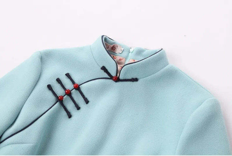 Sheng Coco Woolen Chinese Blouse Coat LadiesTraditional Chinese Shirts Embroidery Blouses Woolen Suit Classic Blue Suit