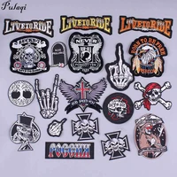 pulaqi grim reaper embroidery patches jeans stripes skull punk sticker icons for clothes sew on iron on ironing applications h