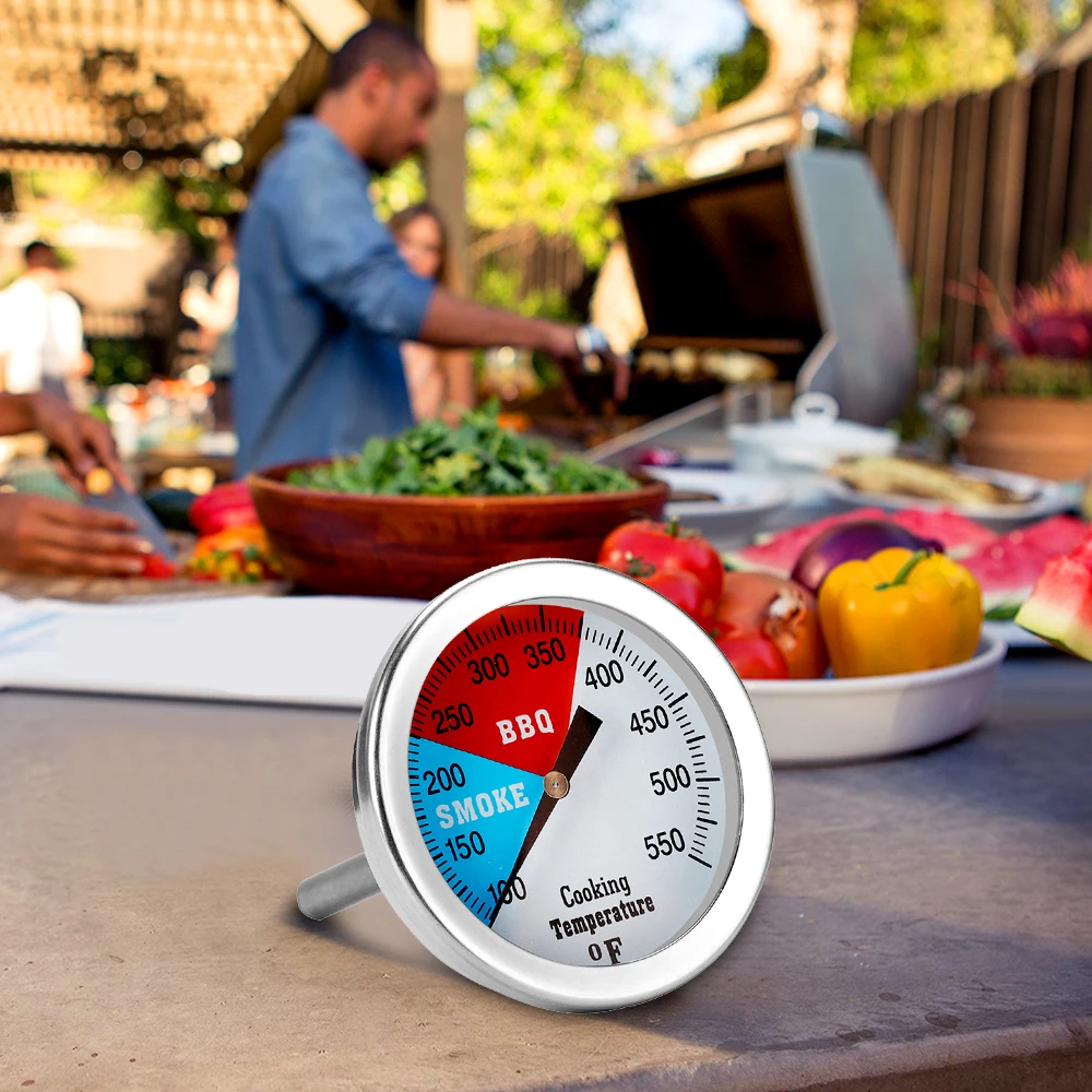 

2Inch Thermometer Gauge 100-550 Temperature Range Food Thermometer with Stainless Steel Stem Dial Thermometers for Gas Charcoal