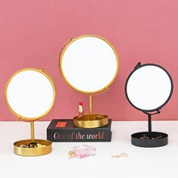 european style wrought iron round base desktop double sided makeup mirror creative home bedroom desktop girl vanity mirror