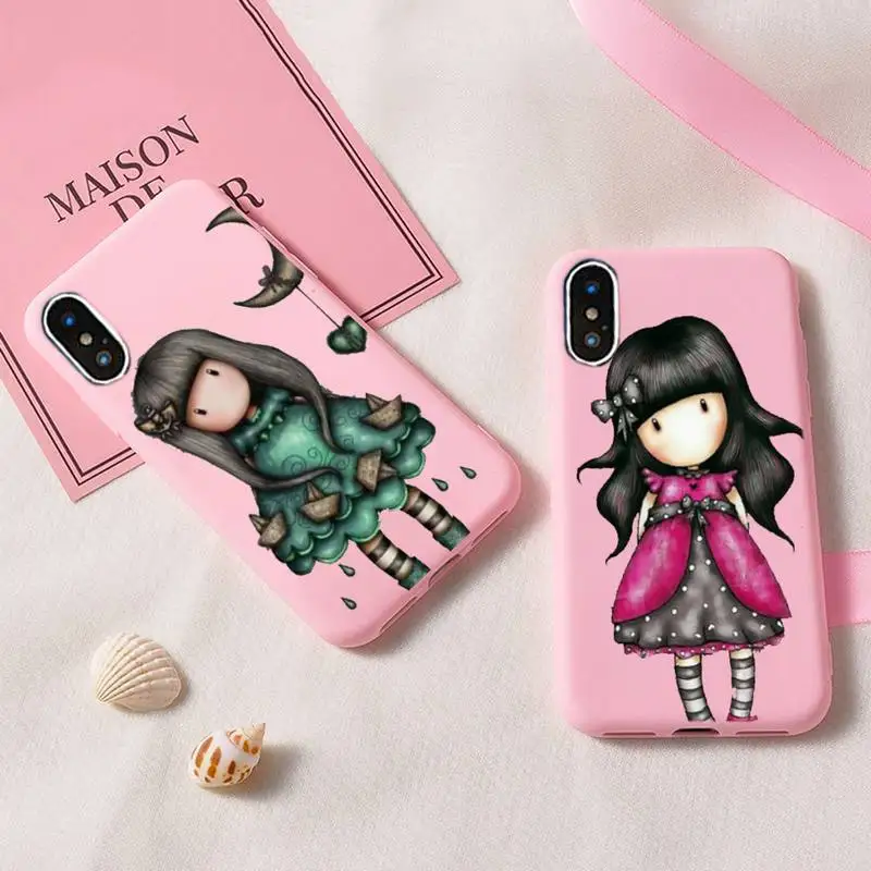 

Hot Cartoon Cute Girl Kid Art Phone Case For IPhone 6s 7 8 Plus X Xs Xr Xsmax 11 12 Pro Promax 12mini Candy Pink Silicone Cover