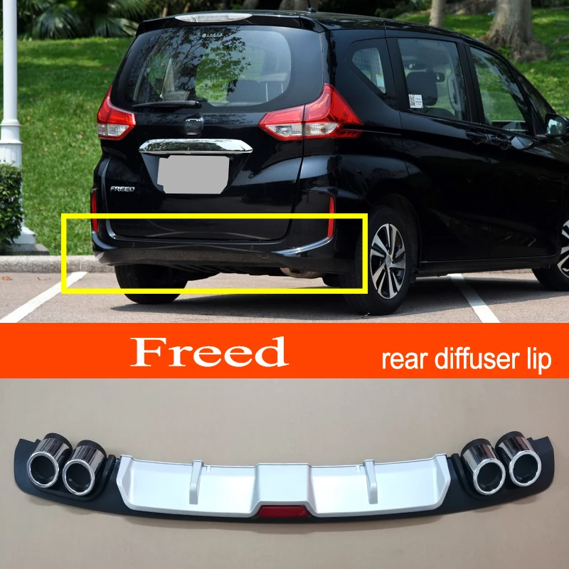 

Freed ABS Plastic Silver / Black Car Rear Bumper Diffuser Spoiler Lip for Honda Freed
