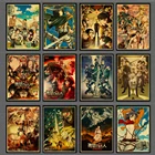 Короткая футболка с героями из японского аниме для косплея по аниме атака на Титанов (4 Rereo плакат Винтаж крафт-бумаги настенная бумажная наклейка картина для украшения дома